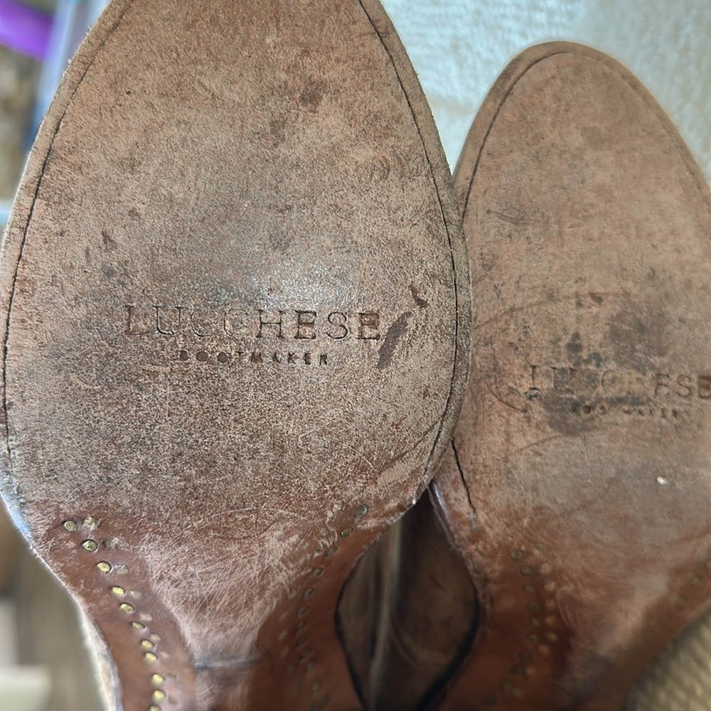 Lucchese Catalina brown floral distressed booties size 7.5 B - Picture 8 of 12